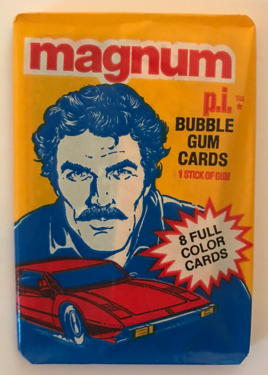 1983 Donurss Magnum P.I. Cards, 1 Unopened Sealed Wax PACK From Wax Box, 8 Cards