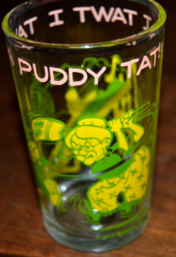 Juice Drinking Glass GRANNY EMMA WEBSTER Looney Tunes PORKY PIG BIRD Vtg 70's Juice Drinking Glass GRANNY EMMA WEBSTER Looney Tunes PORKY PIG BIRD Vtg 70's