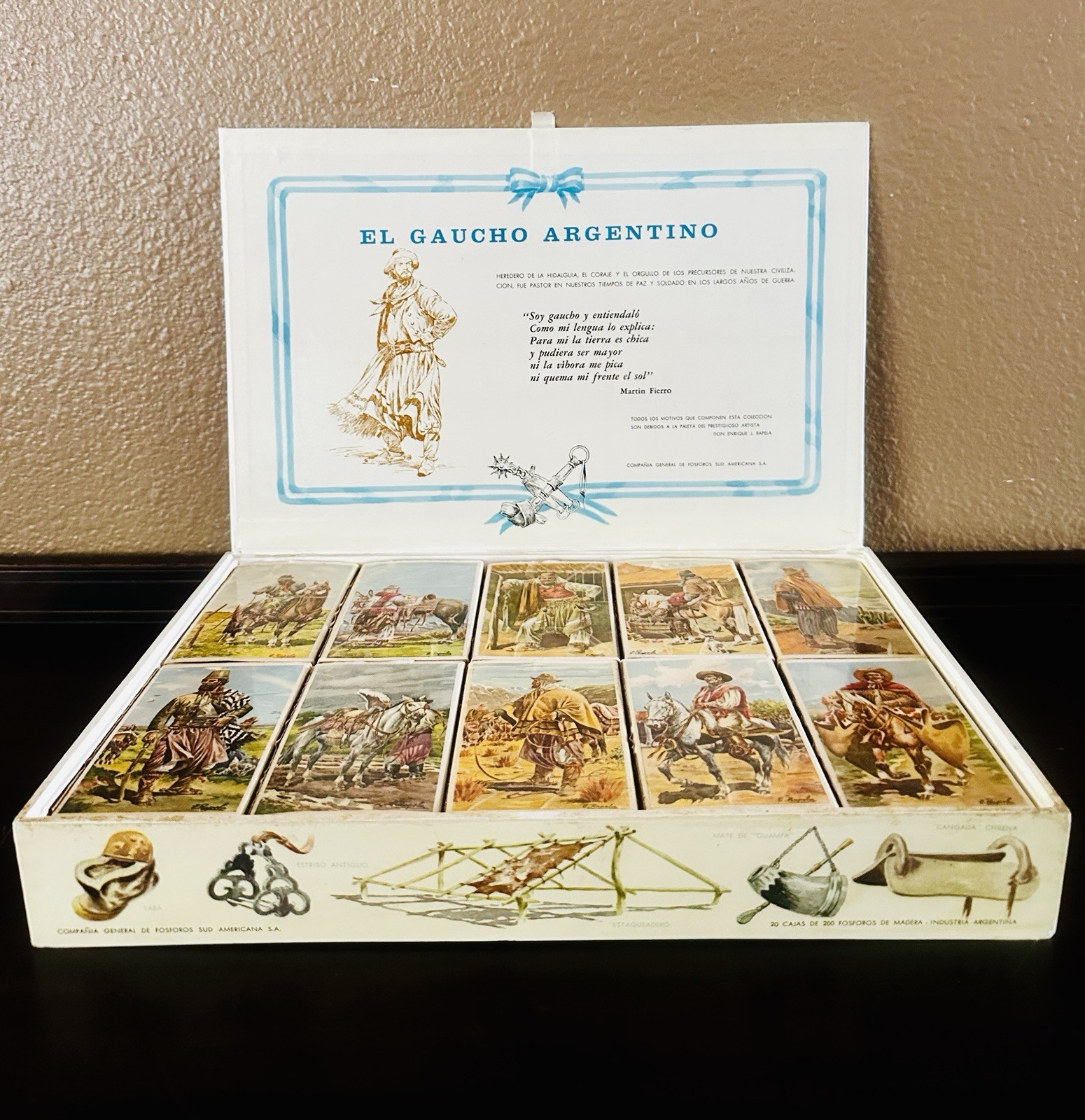 Vintage El Gaucho Argentino 20 Matchbox Presentation Set Enrique Rapela Rare Vintage El Gaucho Argentino 20 Matchbox Presentation Set Enrique Rapela Rare