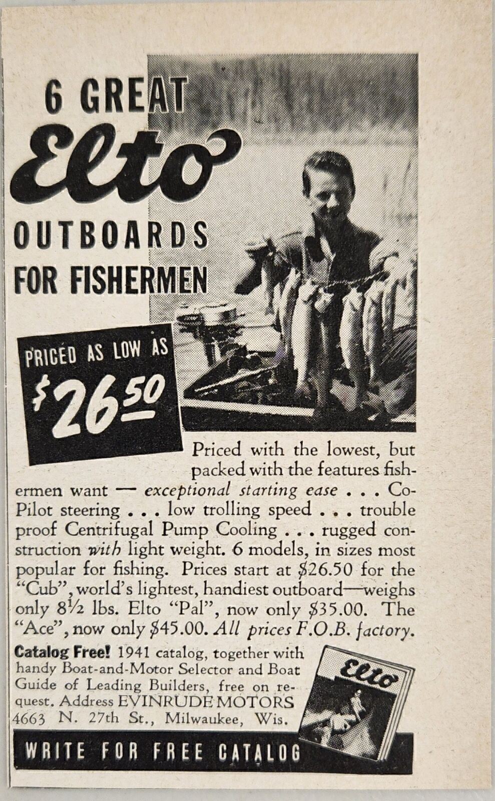 1941 Print Ad Elto Outboards for Fishermen Huge Stringer of Fish Milwaukee,WI 1941 Print Ad Elto Outboards for Fishermen Huge Stringer of Fish Milwaukee,WI