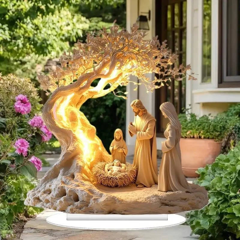 Lighted Nativity Scene Christmas Decor, Jesus Birth Holy Family Figurine Set New
