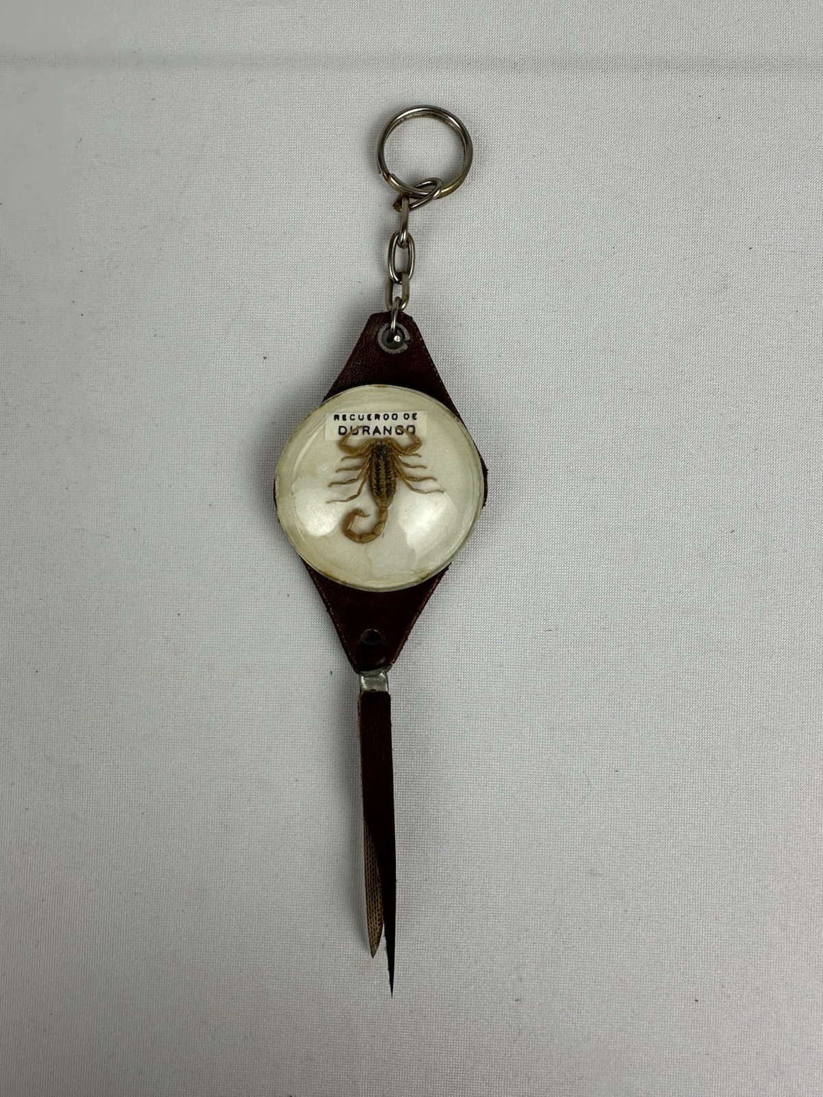 Vintage Durango Mexico Real Scorpion Lucite Leather Tassel Keychain Souvenir Vintage Durango Mexico Real Scorpion Lucite Leather Tassel Keychain Souvenir