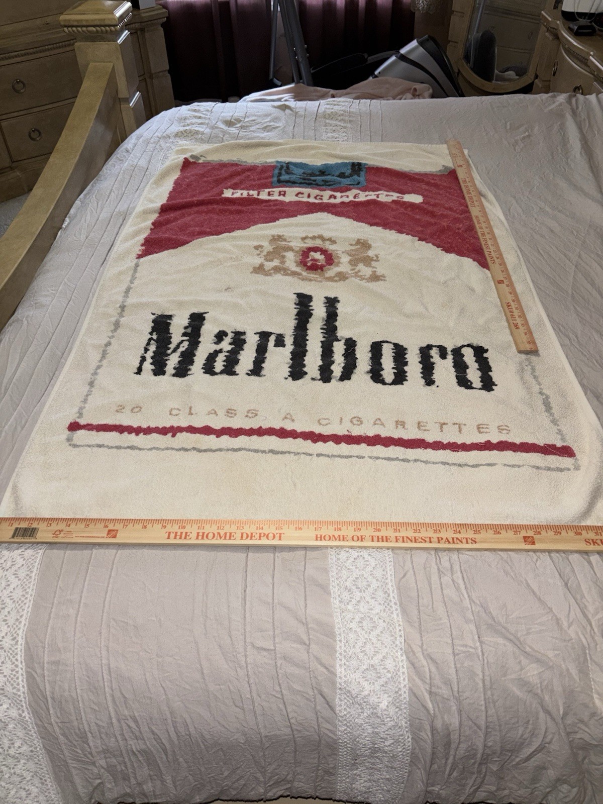 VTG 1970 Marlboro Red Pack Beach Towel - Rare Original Tobacco Promo