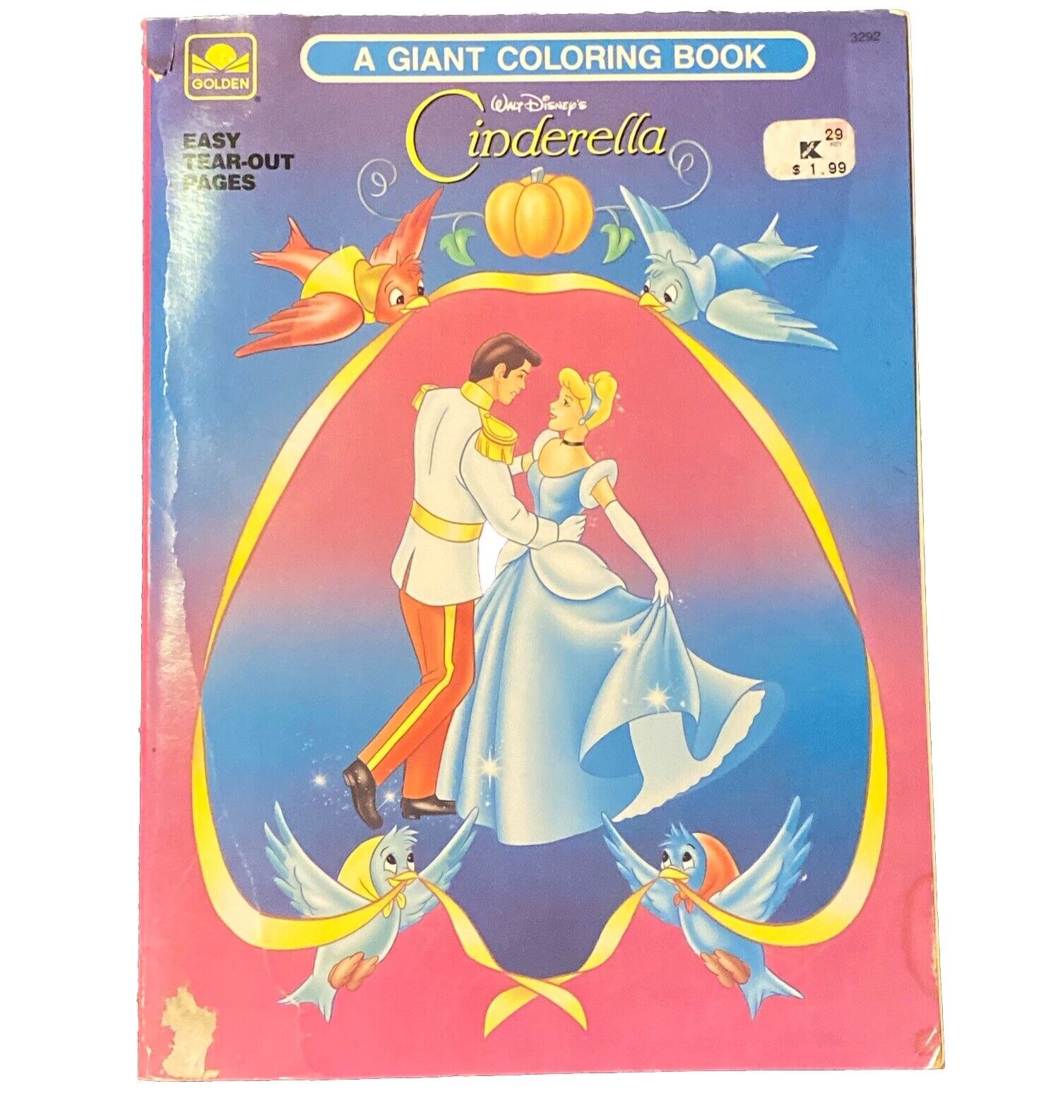 VINTAGE Walt Disney Cinderella Giant Coloring Book, Golden Books 1993 NEW Unused