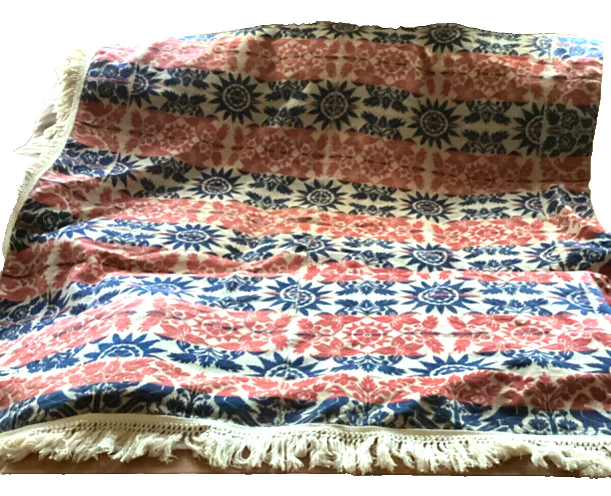 Antique 1843 Henry Miller McCutchenville Ohio Jacquard Woven Coverlet Americana Antique 1843 Henry Miller McCutchenville Ohio Jacquard Woven Coverlet Americana