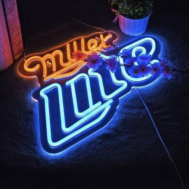 Miller Lite LED Neon Wall Sign w/ Dimmer Switch, USB 5V Adapter, 18x12 Miller Lite LED Neon Wall Sign w/ Dimmer Switch, USB 5V Adapter, 18x12