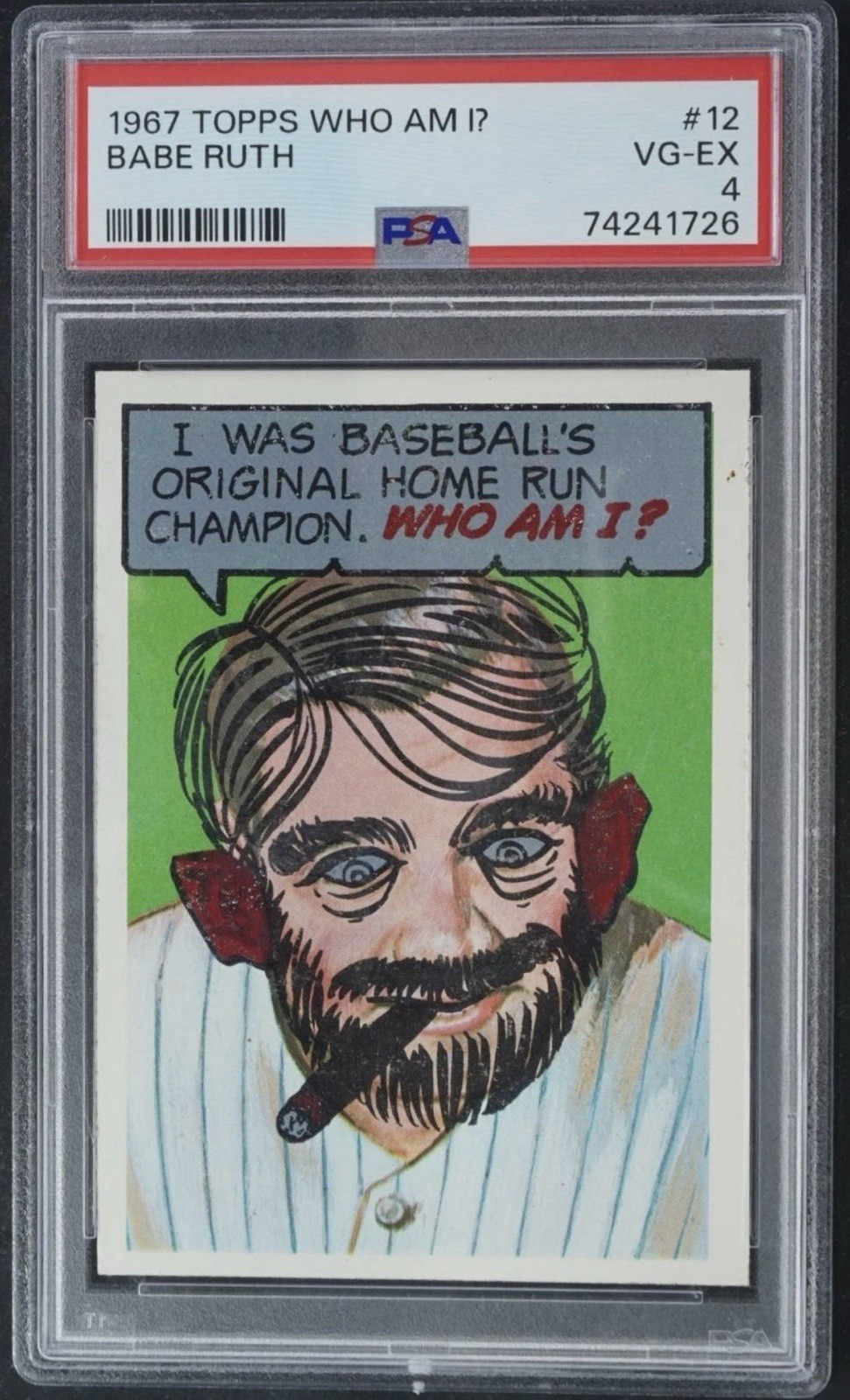 1967 TOPPS WHO AM I? #12 BABE RUTH PSA 4 Unscratched Disguise (Disguised & Rare)