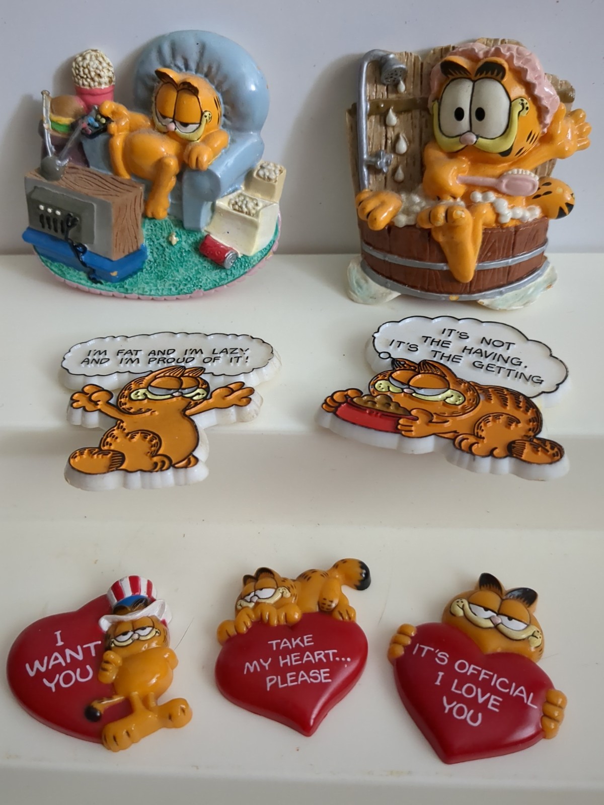 Vintage Garfield Refrigerator Magnets Lot Of 7 Mix Of Plastic And Resin 1975-'96 Vintage Garfield Refrigerator Magnets Lot Of 7 Mix Of Plastic And Resin 1975-'96