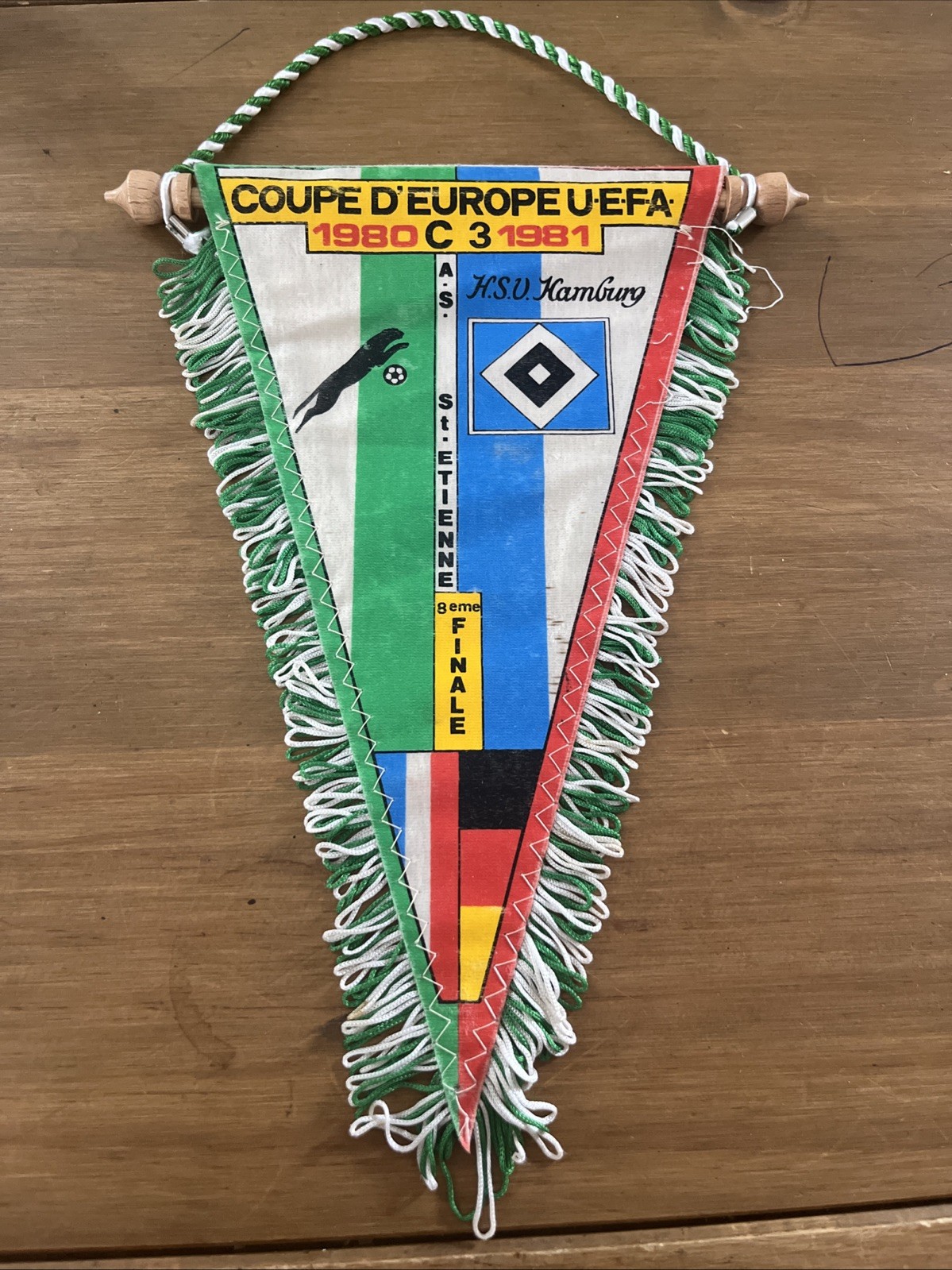 hamburger sv x AS Saint Etienne Pennant/Pennant/Fanion Uefacup 1/8 Final 1981