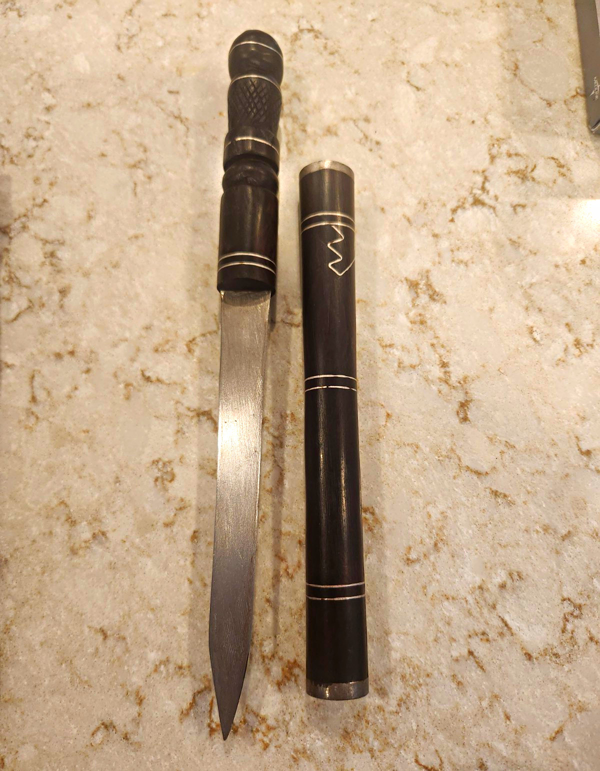 very rare Maasai ebony baton dagger knife African 