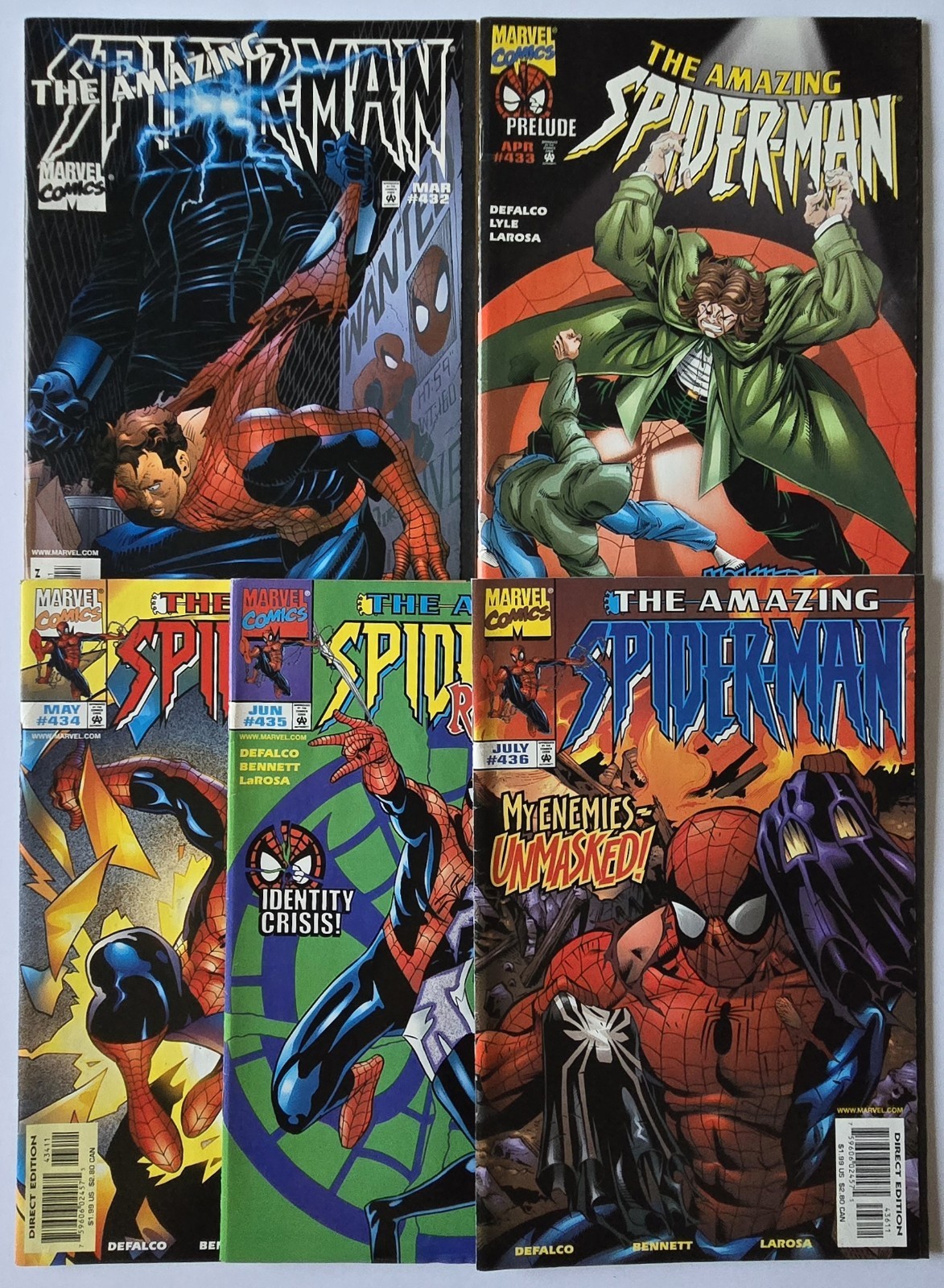 Amazing Spider-Man #432-436 Marvel 1998 Spider-Hunt Identity Crisis Lot Amazing Spider-Man #432-436 Marvel 1998 Spider-Hunt Identity Crisis Lot