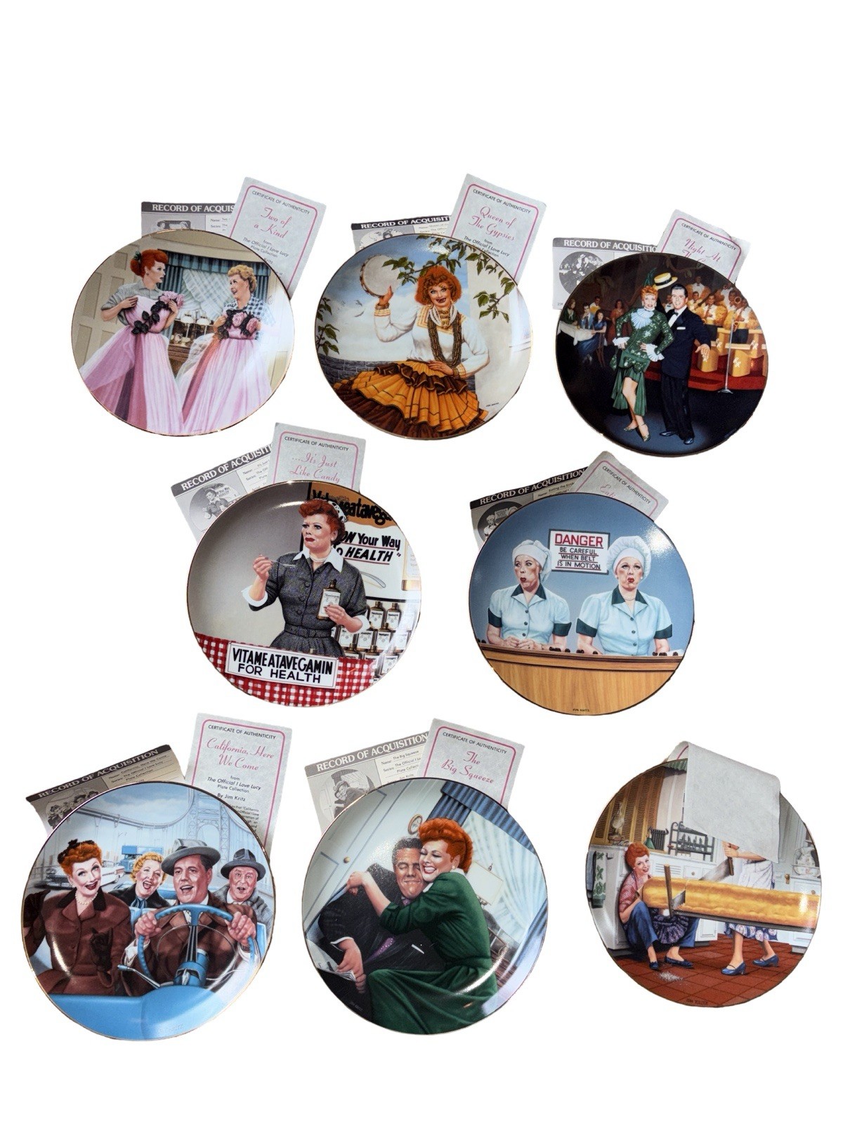 Vtg. Hamilton I Love Lucy Set X 8 Collectible Plates In Original Box With COA Vtg. Hamilton I Love Lucy Set X 8 Collectible Plates In Original Box With COA
