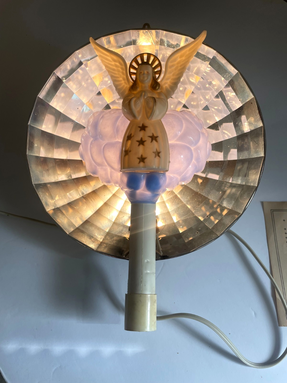 Vintage Bradford Heavenly Reflecting Light Angel Christmas Tree Topper Box No 20
