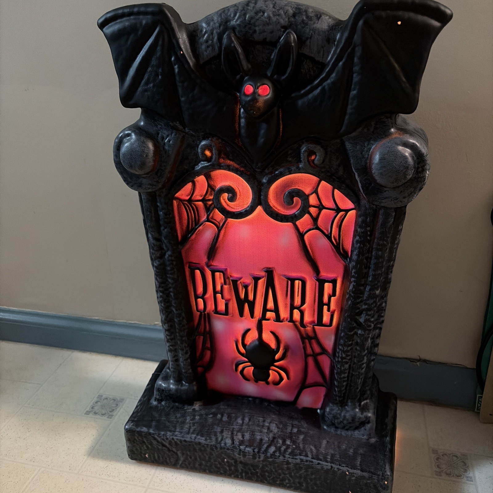 BEWARE Tombstone Halloween Blow Mold With Bat NEW 20” BEWARE Tombstone Halloween Blow Mold With Bat NEW 20”