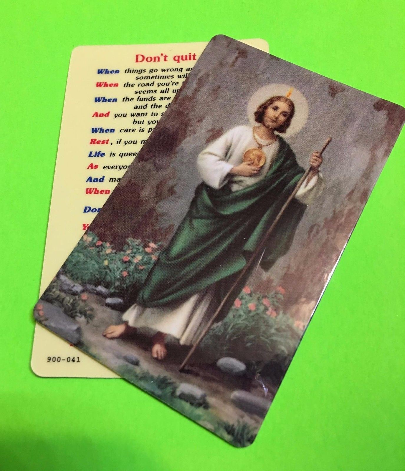 WALLET SIZED LAMINATED ST JUDE DON\'T QUIT PRAYER DIFFICULT CASES SAINT OF HOPE