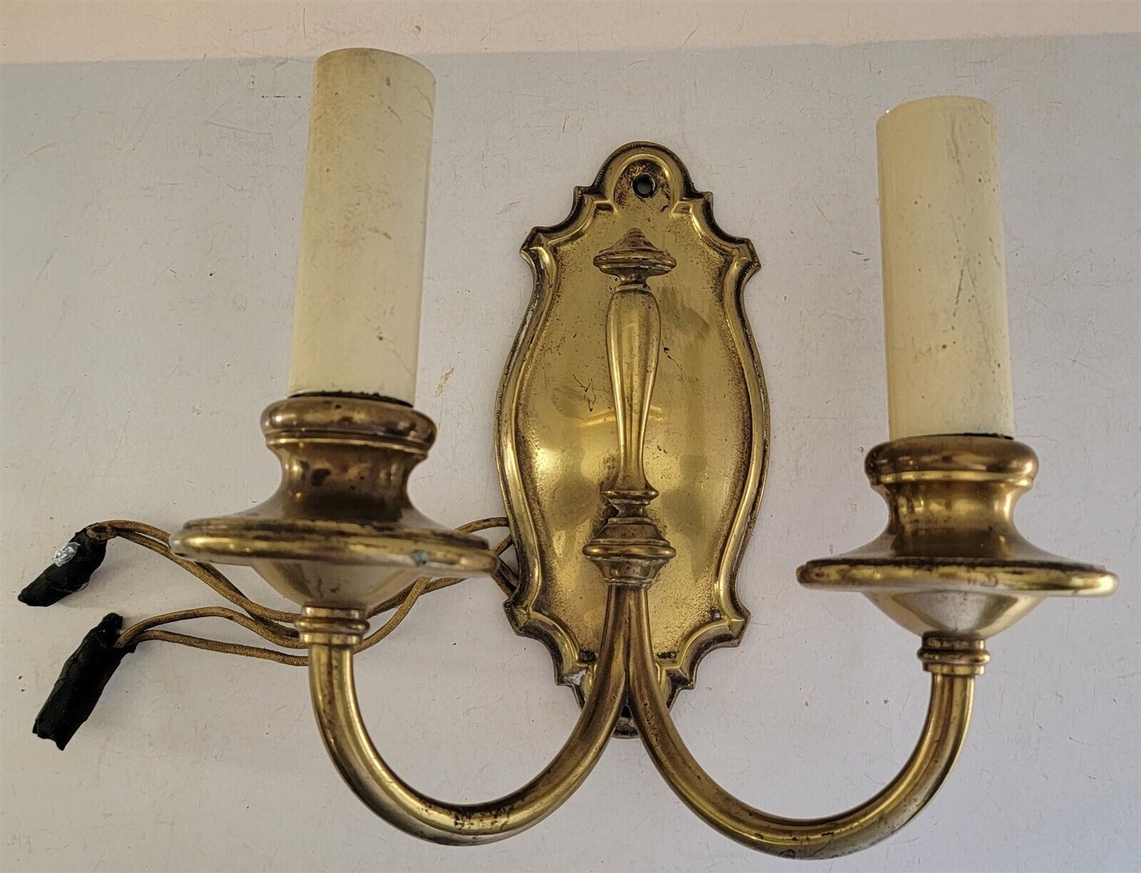 Vintage Brass 2-Light Wall Lamp Sconce for Refurbish & Restoration #1
