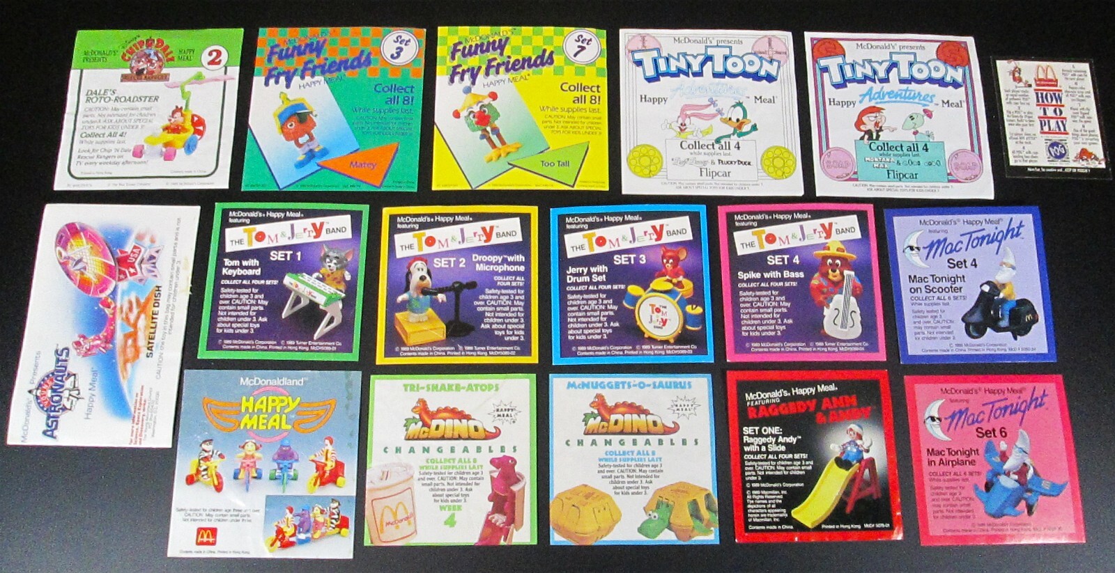 17 McDonald's Art Inserts from Happy Meals 1988-91 17 McDonald's Art Inserts from Happy Meals 1988-91