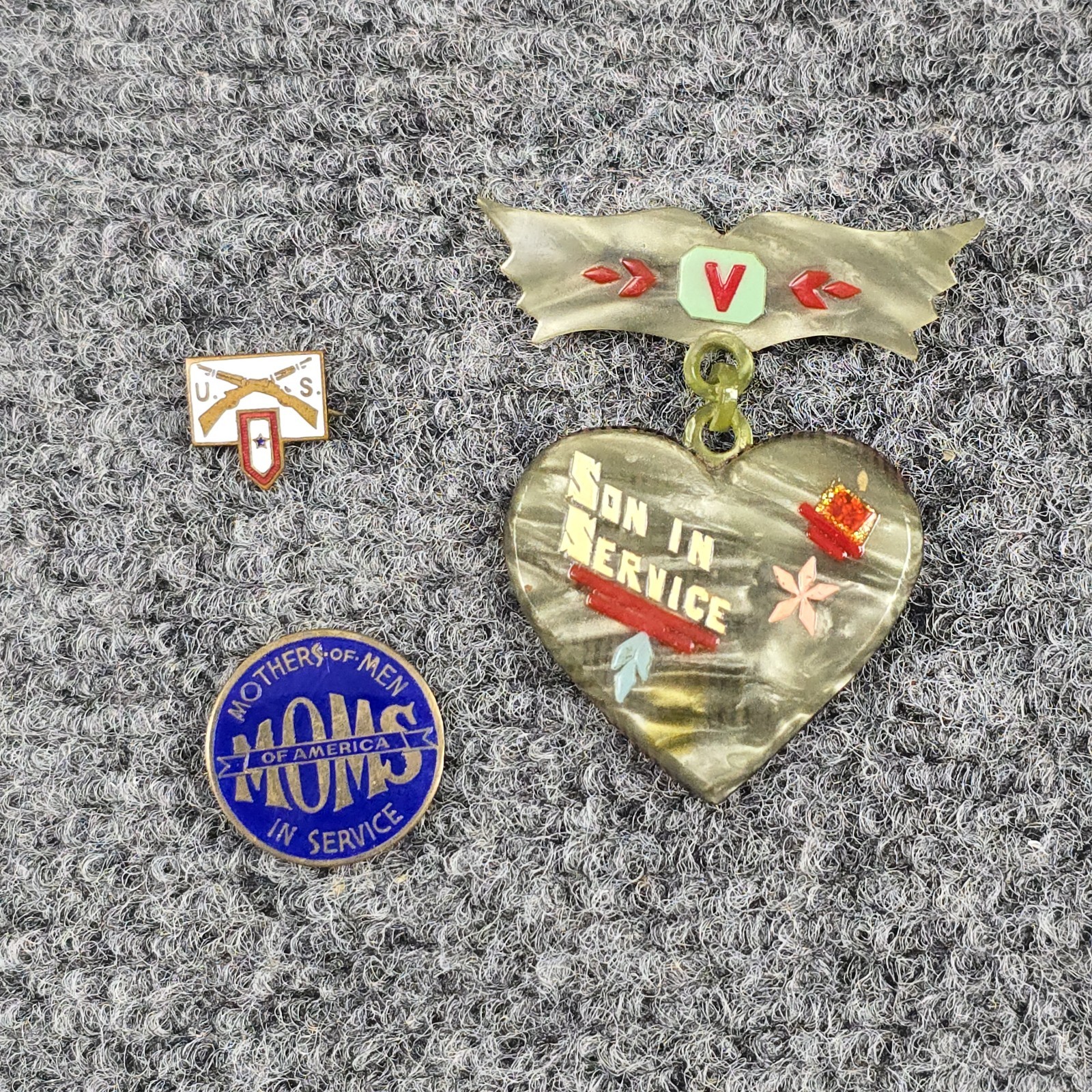Vintage WWI WWII Military Sweetheart Pins Lot Son In Service Blue Star U.S.