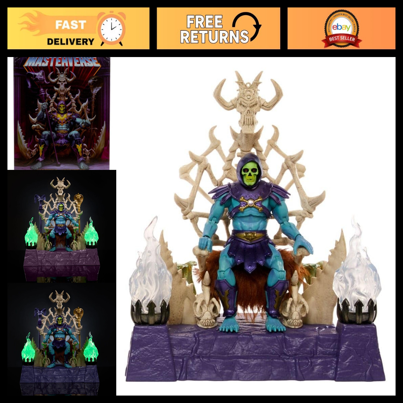 Masters of the Universe Masterverse Skeletor Action Figure and Throne Set, Motu Masters of the Universe Masterverse Skeletor Action Figure and Throne Set, Motu