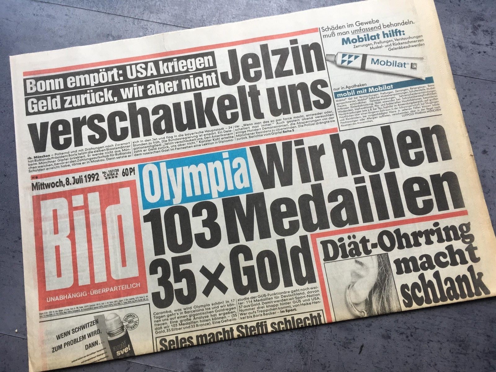 Bild newspaper 8.7.1992 Bildzeitung 08.07.1992 July gift birthday
