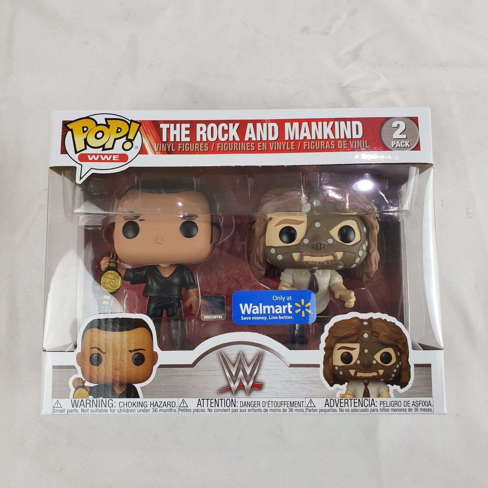 Funko Pop WWE The Rock and Mankind Walmart Exclusive 2 Pack Vinyl Figures
