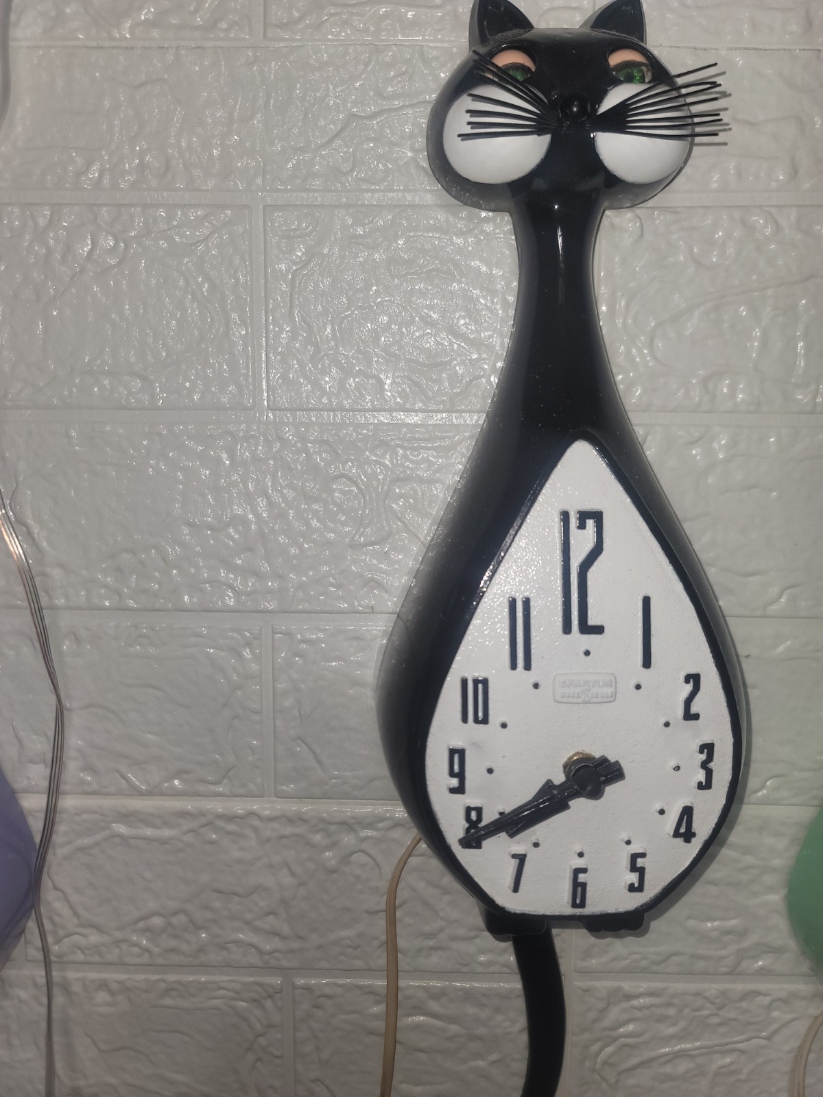 Rare 50s/60s  Spartus Here Kitty Kitty Clock, Black Tux Kitty Fully Functional.