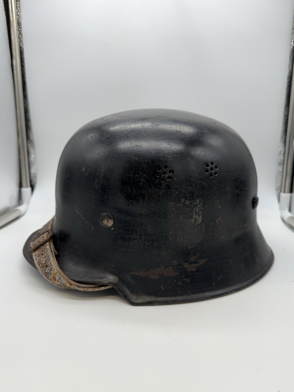 German M34 WWII Civic Fire Police Helmet w/Original Lining & Strap Decal