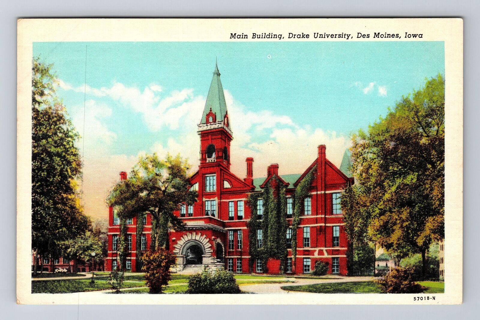 Des Moines IA-Iowa, Main Building, Drake University, Vintage Postcard