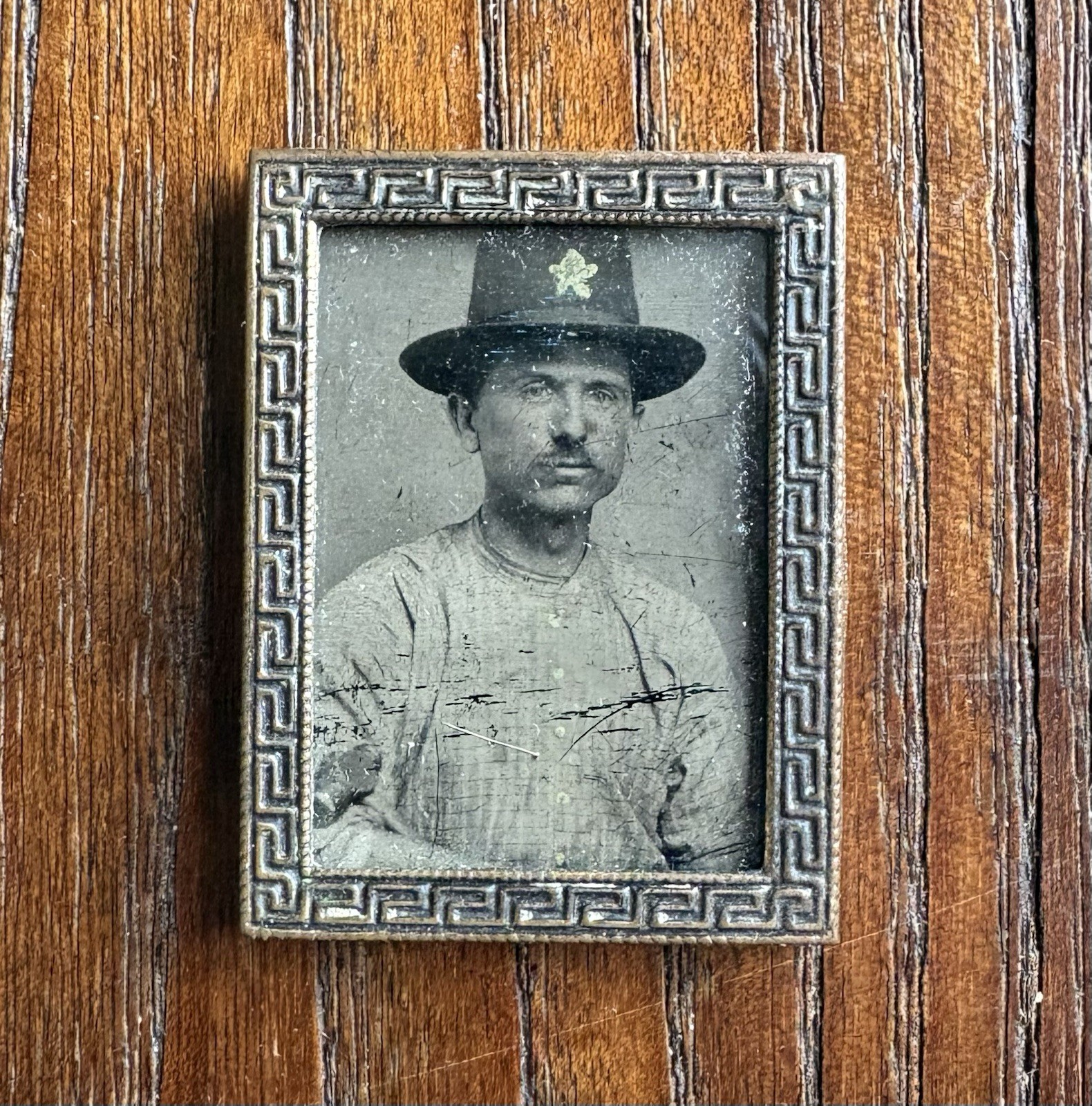 1860s Tintype Gem Photo Antique Civil War Era Painted Star Texas ? Lawman ?
