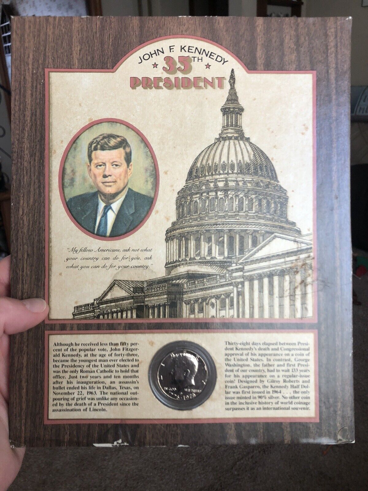 John F Kennedy Plaque And Rare Coin