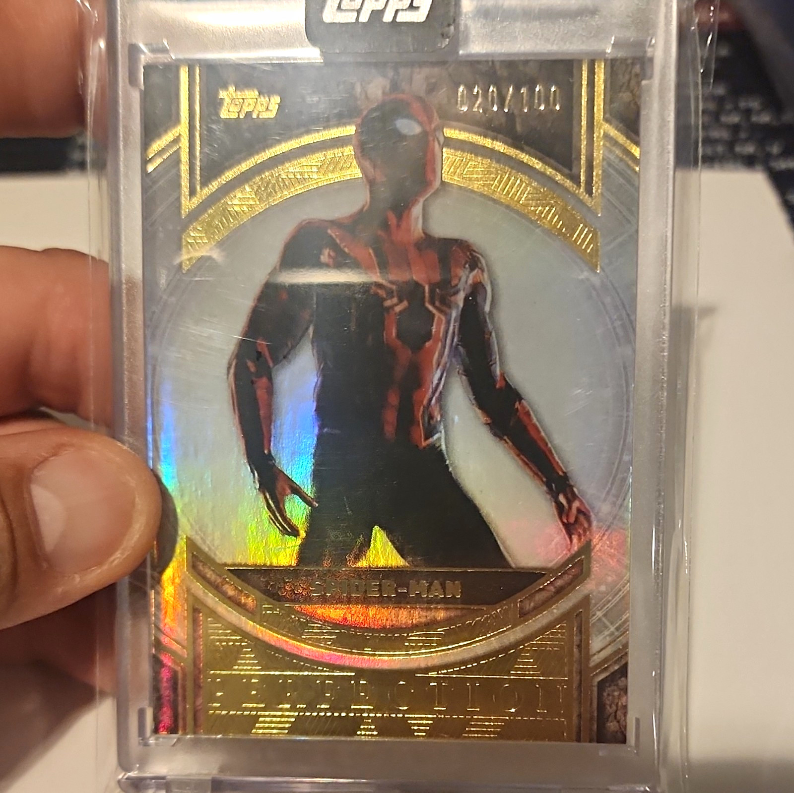 Topps 2025 PERFECTION Avengers Infinity War Spider-Man #84 Serial 20/100 ENCASED