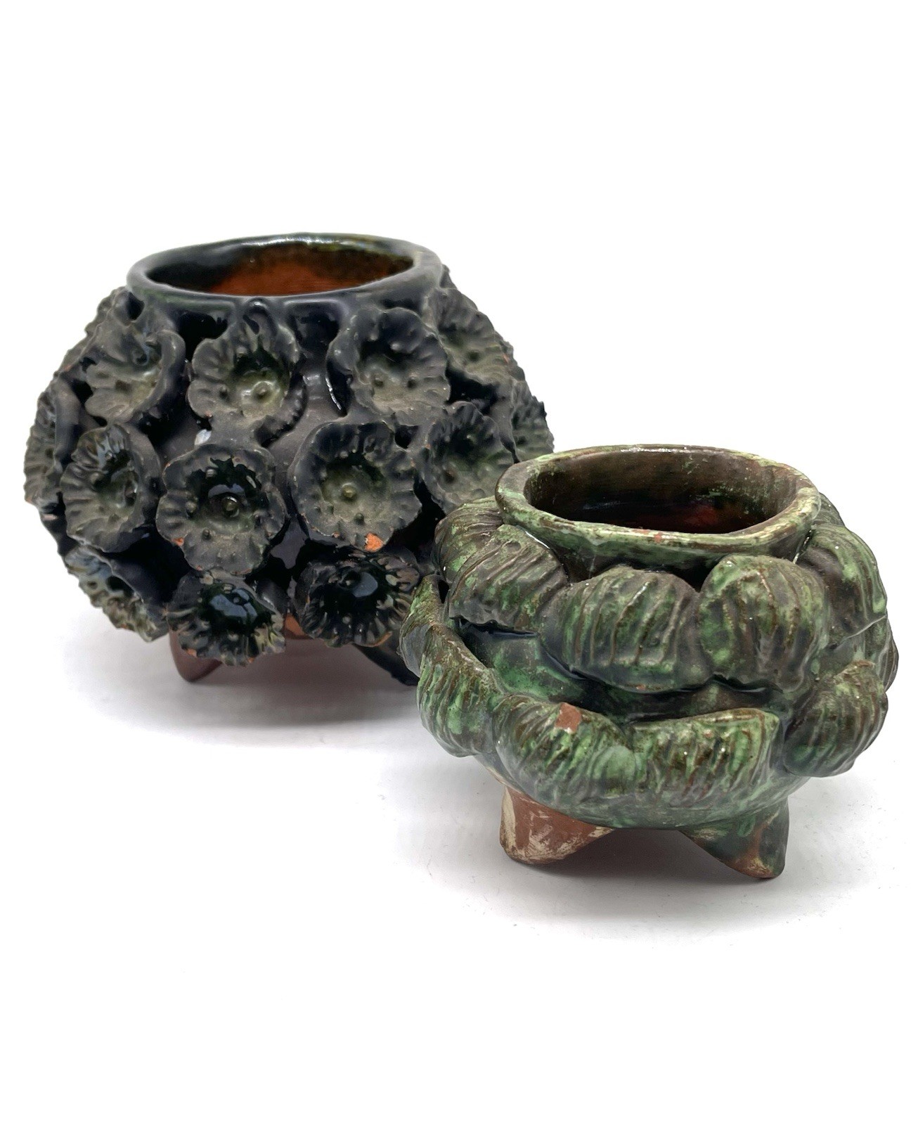 Green Glazed Hilario Alejos Madrigal Style Michoacan Pottery Pineapple Pot Set Green Glazed Hilario Alejos Madrigal Style Michoacan Pottery Pineapple Pot Set