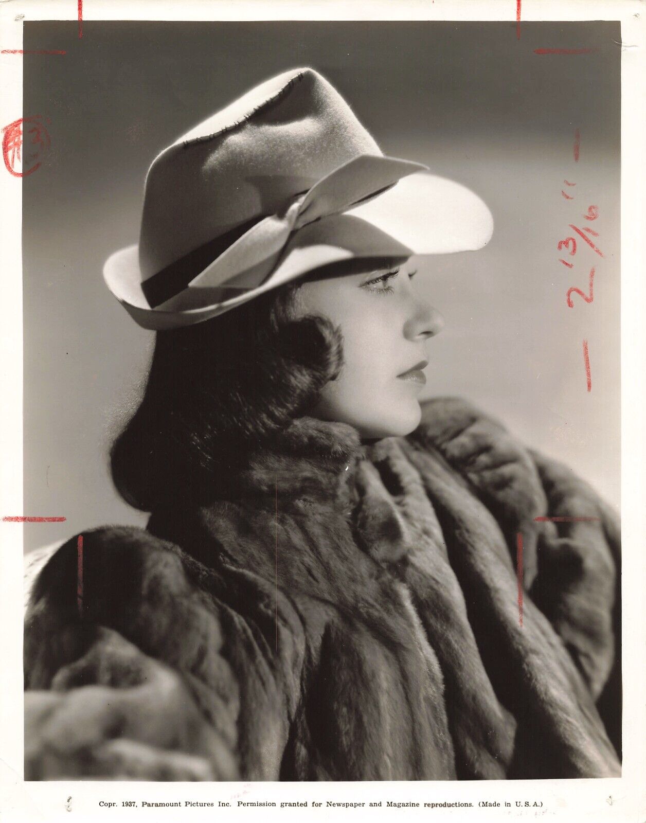 Marsha Hunt 1937 Photoplay Photo 8x10 Movie Magazine Fashion Press  *P106a