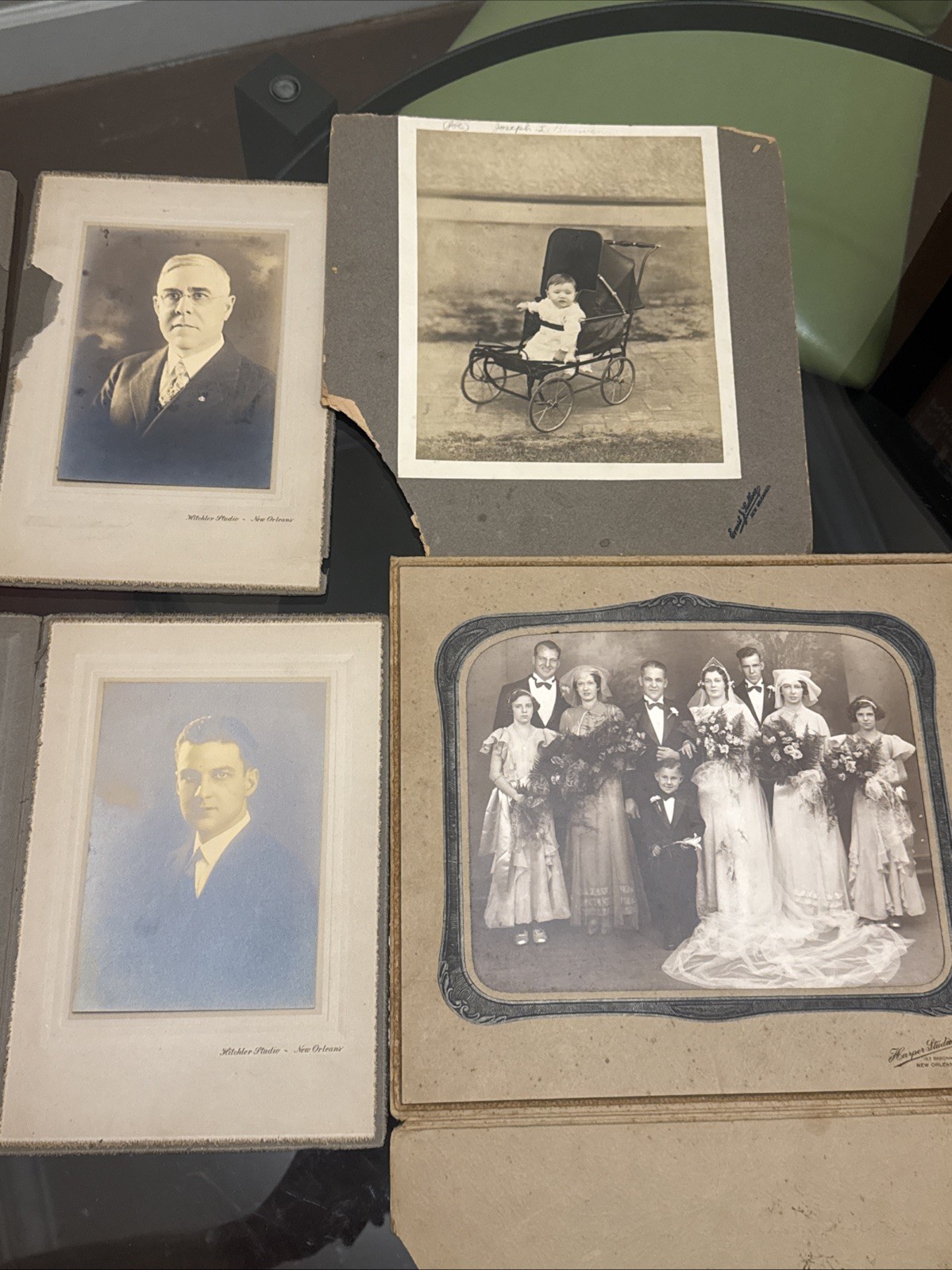 Antique New Orleans B+W Photo Studio Lot — Headshot (2), Wedding, Baby Antique New Orleans B+W Photo Studio Lot — Headshot (2), Wedding, Baby