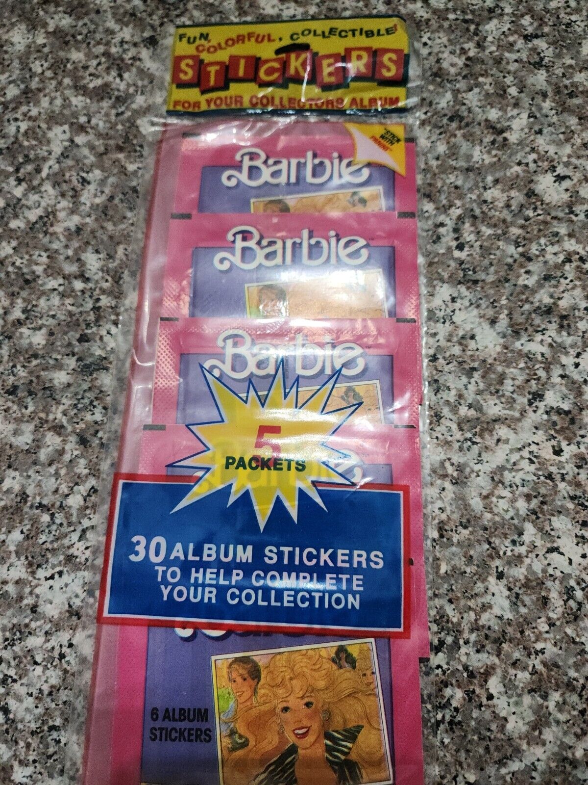 1989 Panini Barbie Album Stickers 5-Pack Rack (30 Stickers) Sku97