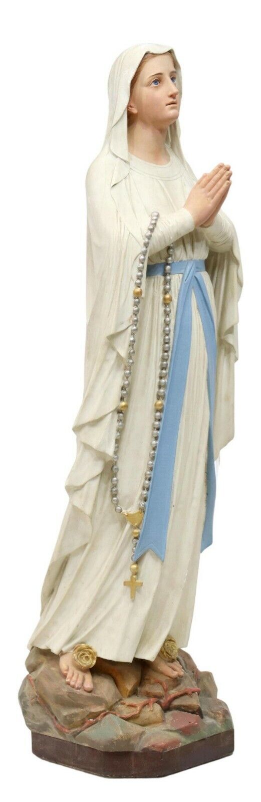 Statue, Our Lady Of Lourdes, French Painted Plaster, Depicting Virgin Mary, 53\