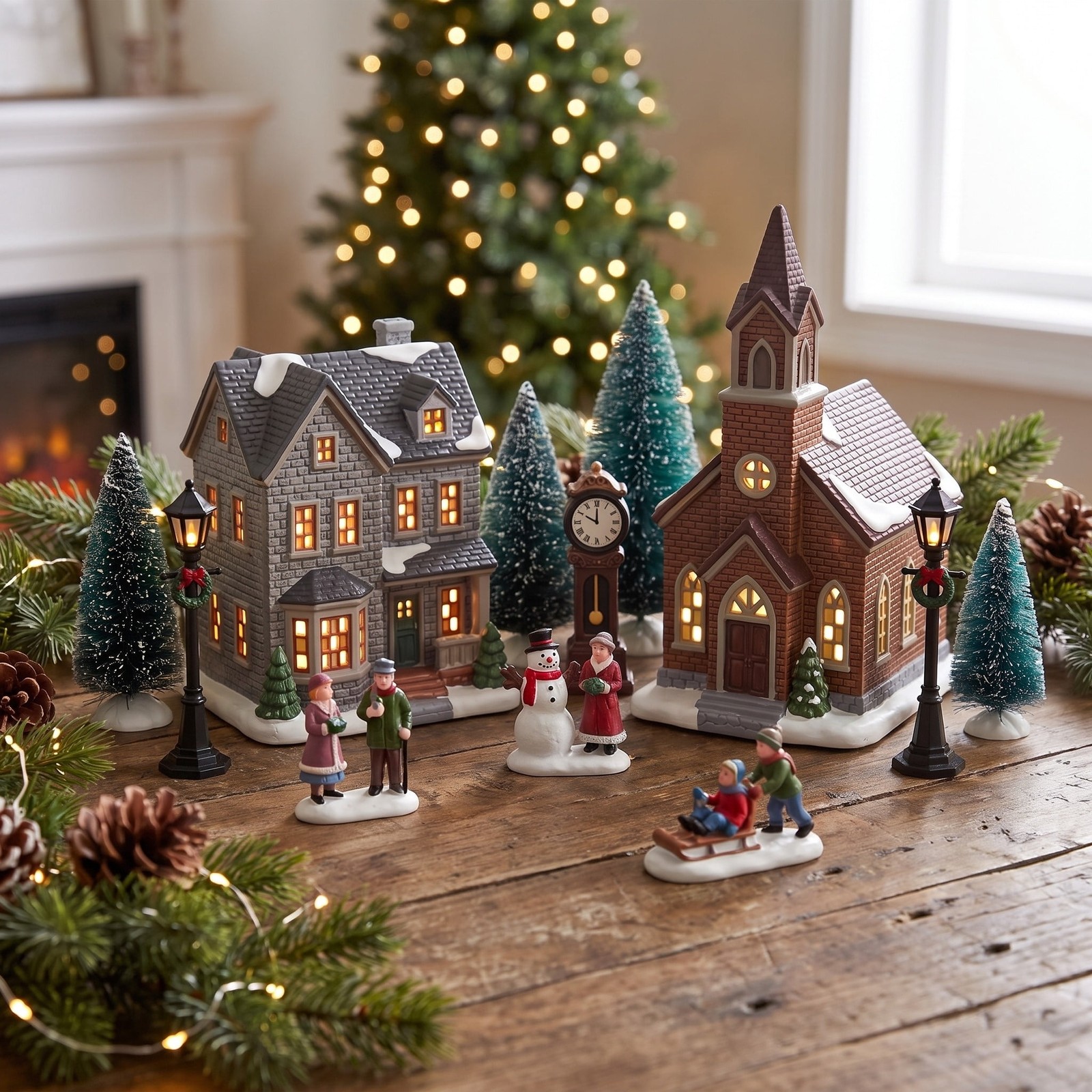 20-Piece Light-Up Christmas Village Set, Multicolor, by Holiday Time 20-Piece Light-Up Christmas Village Set, Multicolor, by Holiday Time
