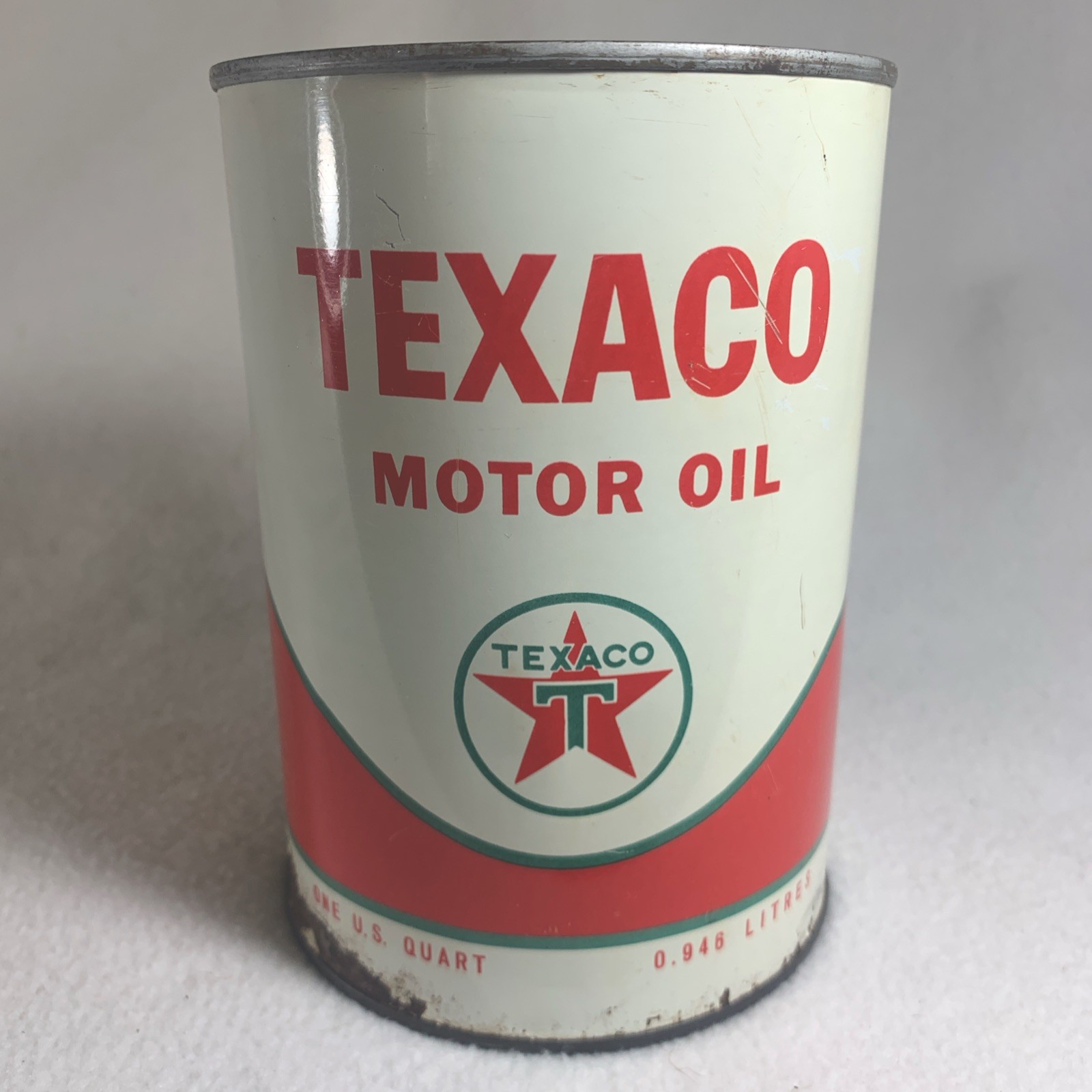 Vintage 1966 Texaco 10W Motor Oil Full One Quart Metal Can Vintage 1966 Texaco 10W Motor Oil Full One Quart Metal Can