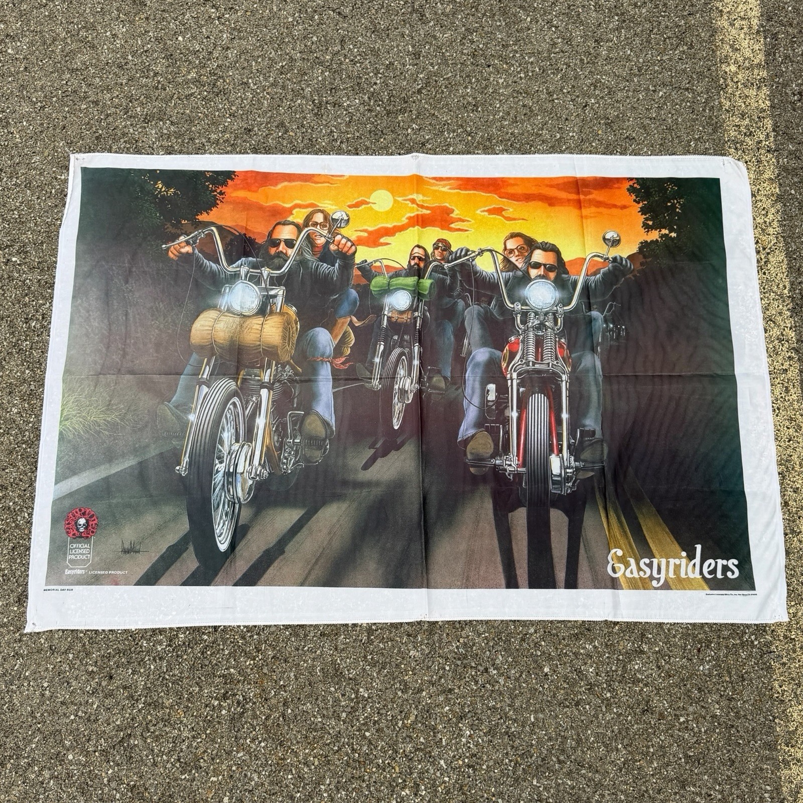 Vintage 1980s David Mann Easyriders Harley Davidson Biker Flag Wall Art 45x31 Vintage 1980s David Mann Easyriders Harley Davidson Biker Flag Wall Art 45x31