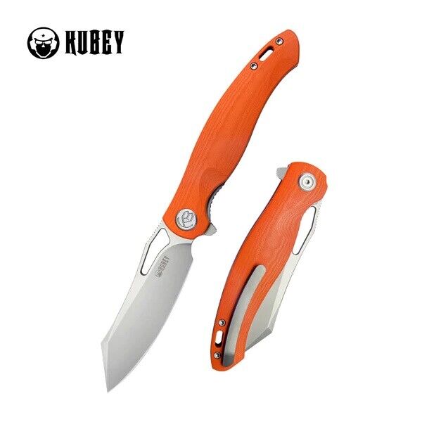 Kubey Drake Folding Knife Orange G10 Handle AUS-10 Tanto Point Plain Edge KU239G