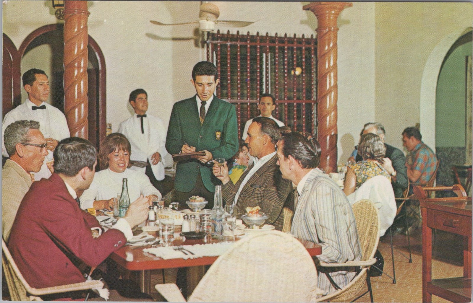 Hotel Hosteria Mendoza Dining Room Mazatlan Sinaloa Mexico Waiter 1960s Postcard Hotel Hosteria Mendoza Dining Room Mazatlan Sinaloa Mexico Waiter 1960s Postcard