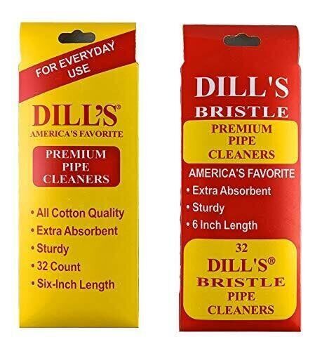 Dill's Premium Pipe Cleaners Combo - Bristle and Regular - 64 Pipe Cleaner Total