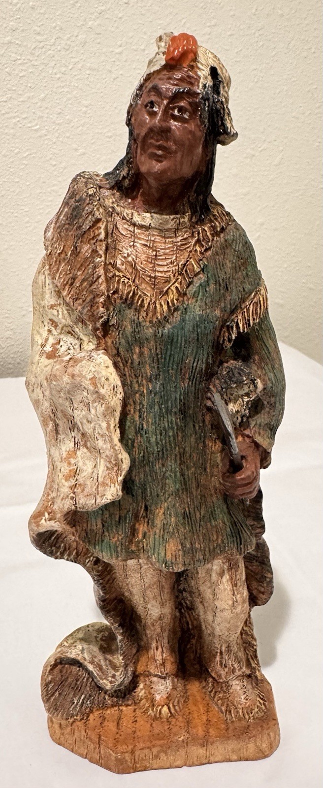 VINTAGE SIC FRANCE INDIAN SCULPTURE FIGURINE SALEM TOWNE CURTIS 80'S WOOD CARVED