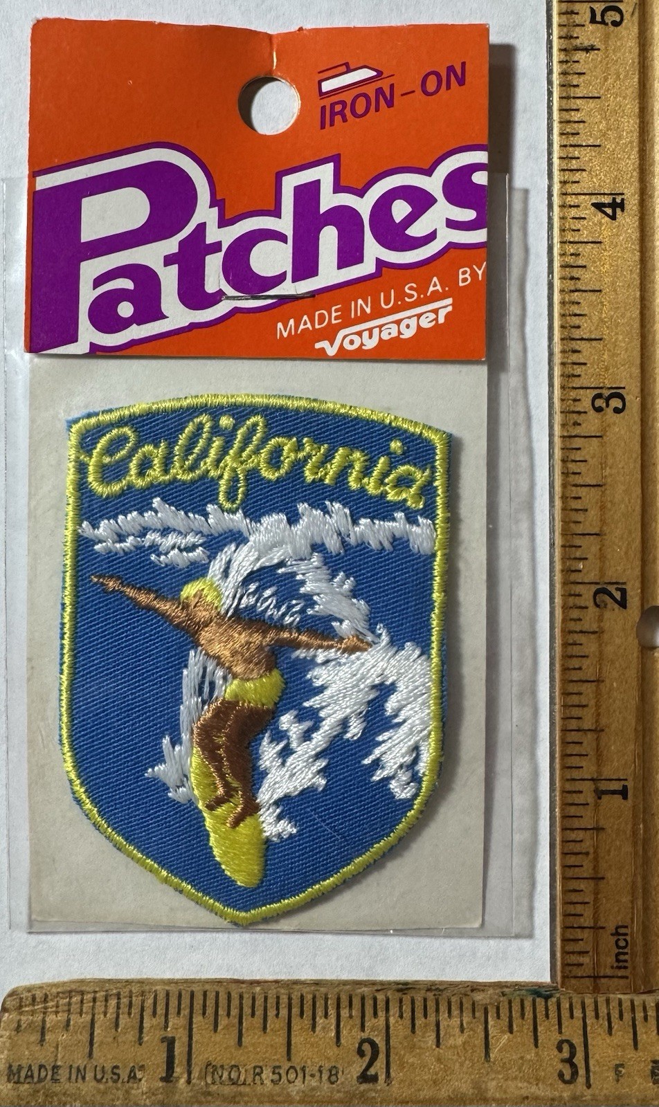 Vintage California Surfing Iron On Patch Voyager Travel Souvenir Surfboard Ocean