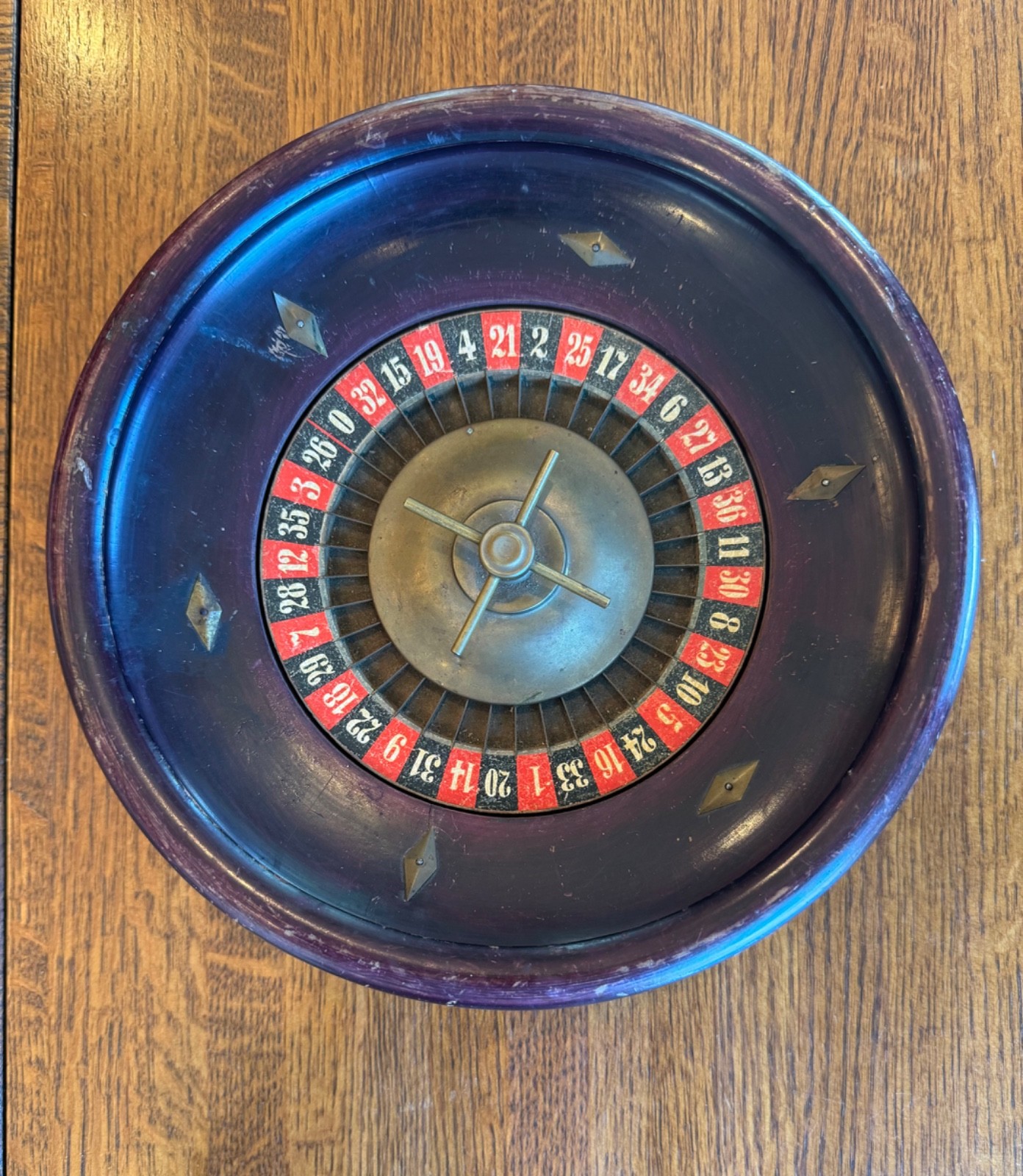 Antique 8” German Wood Roulette Wheel with Paper Numbers