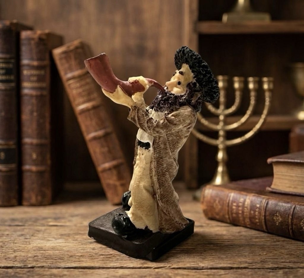 Juwish Rabbi Figurine Bolwing Shofar Handcrafted Judaica Resin Art Decor Statue Juwish Rabbi Figurine Bolwing Shofar Handcrafted Judaica Resin Art Decor Statue