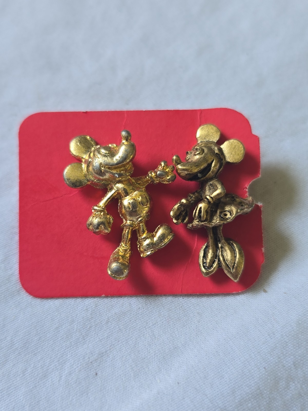 Vtg Authentic Disney Brushed Gold Tone Mickey & Minnie Mouse Pins Vtg Authentic Disney Brushed Gold Tone Mickey & Minnie Mouse Pins