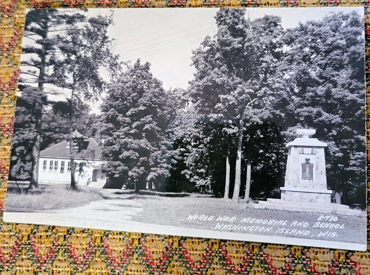 World War Memorial & School RPPC Postcard Washington Island WI Posted, 1946 World War Memorial & School RPPC Postcard Washington Island WI Posted, 1946