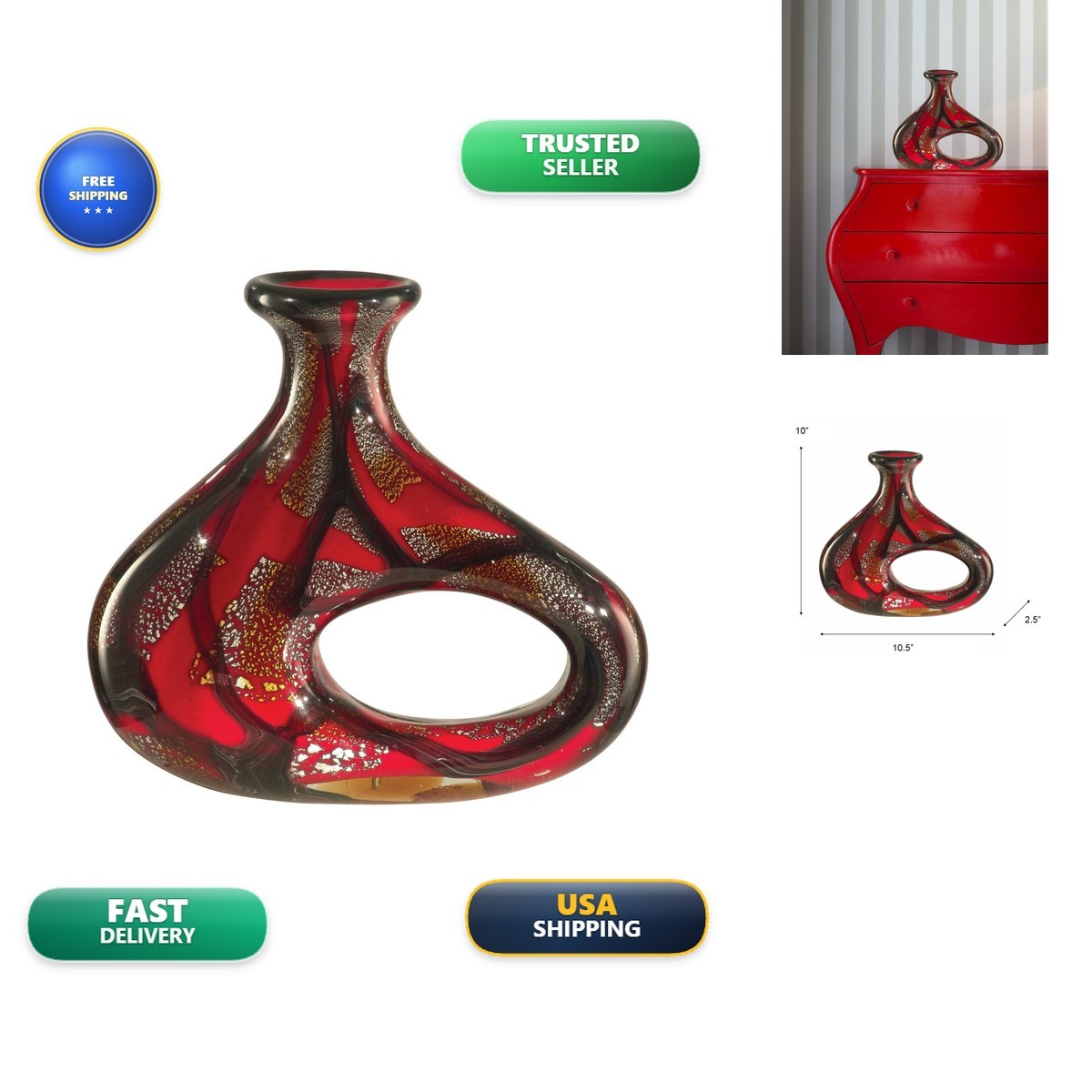 Dale Tiffany Nicholas Art Glass Vase AV11101 Dale Tiffany Nicholas Art Glass Vase AV11101