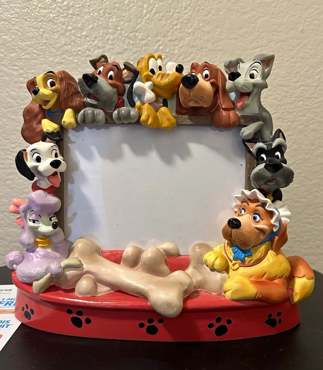 Vintage Disney Parks 3D Resin Dogs Pets Picture Frame 5x7 Lady Tramp Pluto Pongo